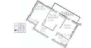 2-к квартира, строящийся дом, 61м2, 20/24 этаж