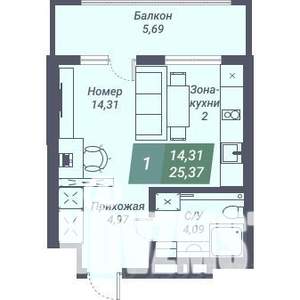 Студия квартира, вторичка, 25м2, 21/23 этаж