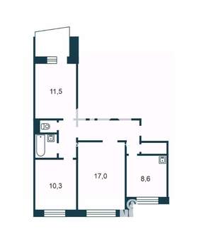 3-к квартира, вторичка, 63м2, 8/9 этаж