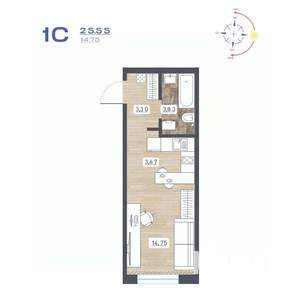 Студия квартира, вторичка, 26м2, 1/17 этаж