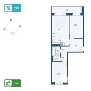 3-к квартира, строящийся дом, 63м2, 16/17 этаж