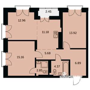3-к квартира, вторичка, 74м2, 19/24 этаж