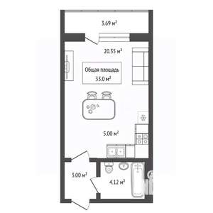 Студия квартира, вторичка, 33м2, 8/10 этаж