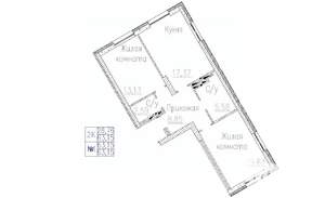 2-к квартира, строящийся дом, 63м2, 1/24 этаж