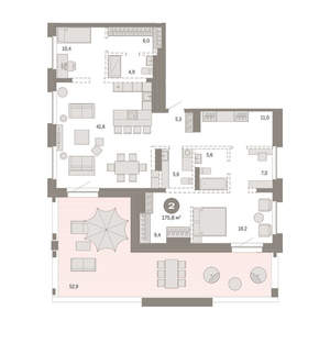 3-к квартира, сданный дом, 176м2, 10/11 этаж