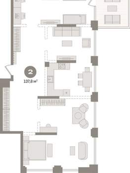 2-к квартира, вторичка, 138м2, 3/30 этаж