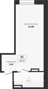 Студия квартира, строящийся дом, 33м2, 1/9 этаж