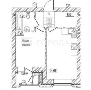 1-к квартира, вторичка, 34м2, 2/15 этаж