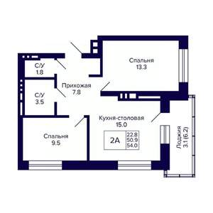 2-к квартира, вторичка, 54м2, 11/11 этаж