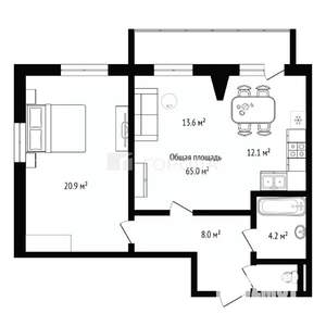 2-к квартира, вторичка, 62м2, 6/17 этаж