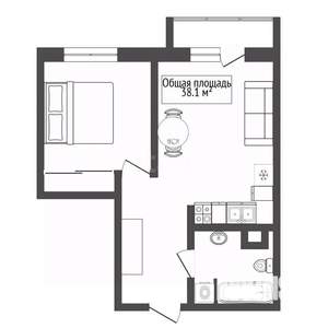 2-к квартира, вторичка, 38м2, 8/21 этаж
