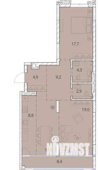 3-к квартира, вторичка, 88м2, 8/25 этаж