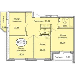 3-к квартира, вторичка, 93м2, 14/25 этаж