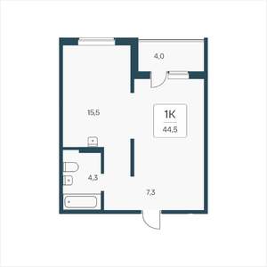 1-к квартира, вторичка, 45м2, 14/17 этаж