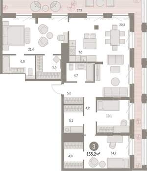 3-к квартира, вторичка, 155м2, 27/30 этаж