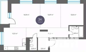3-к квартира, вторичка, 74м2, 3/18 этаж