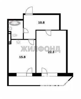 1-к квартира, вторичка, 53м2, 4/21 этаж