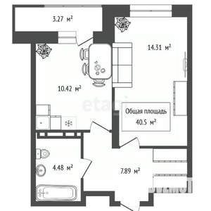 Студия квартира, вторичка, 41м2, 5/23 этаж