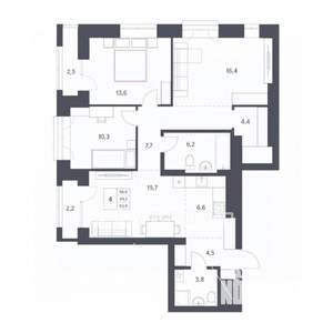 4-к квартира, вторичка, 85м2, 24/25 этаж