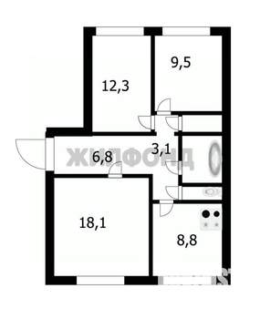 3-к квартира, вторичка, 65м2, 1/10 этаж