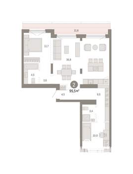 2-к квартира, вторичка, 96м2, 8/8 этаж