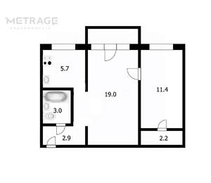 2-к квартира, вторичка, 46м2, 5/5 этаж