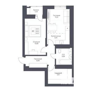 2-к квартира, вторичка, 55м2, 12/24 этаж