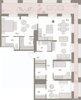 3-к квартира, вторичка, 155м2, 27/30 этаж