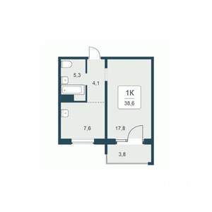 1-к квартира, вторичка, 39м2, 6/18 этаж
