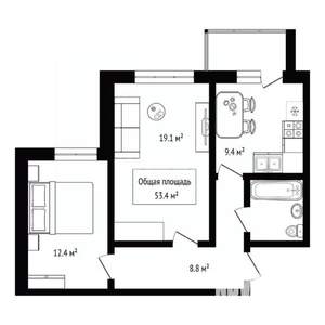 2-к квартира, вторичка, 53м2, 11/18 этаж