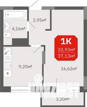 1-к квартира, строящийся дом, 37м2, 3/17 этаж