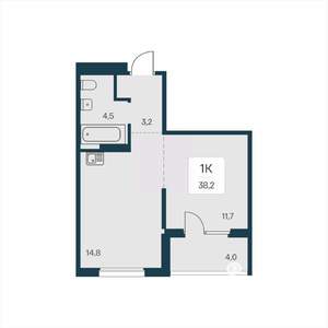1-к квартира, вторичка, 38м2, 11/17 этаж