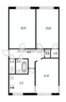 3-к квартира, вторичка, 60м2, 1/5 этаж