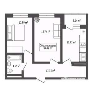 2-к квартира, вторичка, 62м2, 8/25 этаж