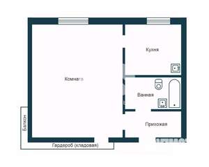 1-к квартира, вторичка, 30м2, 1/2 этаж