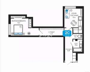 1-к квартира, вторичка, 52м2, 1/10 этаж