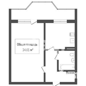 1-к квартира, вторичка, 36м2, 6/13 этаж
