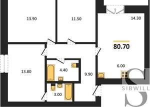 3-к квартира, вторичка, 81м2, 8/8 этаж