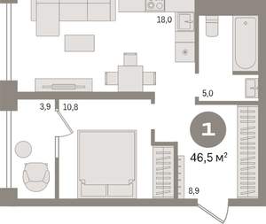 1-к квартира, вторичка, 47м2, 6/30 этаж