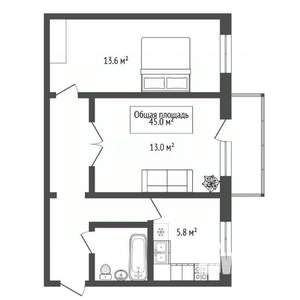 2-к квартира, вторичка, 45м2, 5/5 этаж