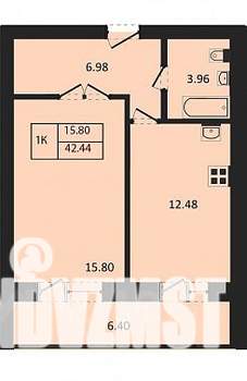 1-к квартира, вторичка, 42м2, 7/12 этаж