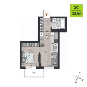 2-к квартира, вторичка, 38м2, 14/21 этаж