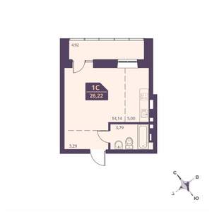 Студия квартира, вторичка, 29м2, 23/24 этаж