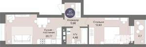 2-к квартира, вторичка, 47м2, 9/15 этаж