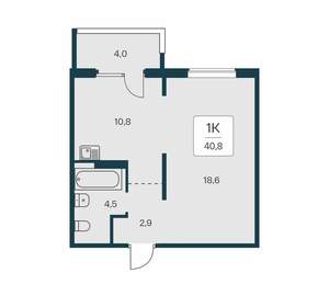 1-к квартира, вторичка, 41м2, 11/17 этаж