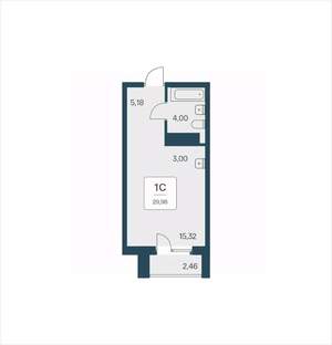 Студия квартира, вторичка, 30м2, 16/25 этаж