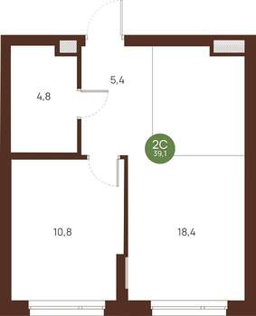 1-к квартира, строящийся дом, 39м2, 9/27 этаж