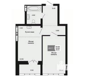 2-к квартира, вторичка, 45м2, 16/25 этаж