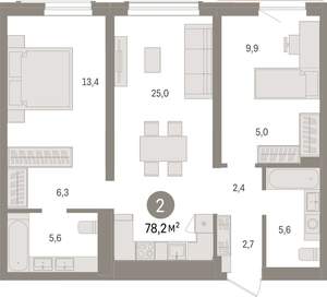 2-к квартира, вторичка, 78м2, 5/15 этаж