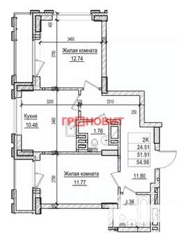 2-к квартира, сданный дом, 52м2, 15/29 этаж